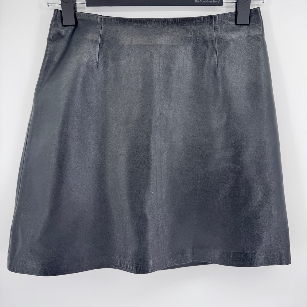 Cache Mini Skirt Women's Black Leather Lined Vtg 90s Y2K Zipper Classic Size 2